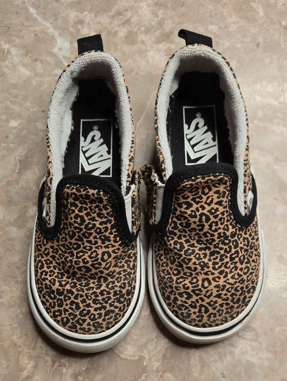 Vans Kids Slip-On Leopard Print Canvas Sneakers - Brown/Black